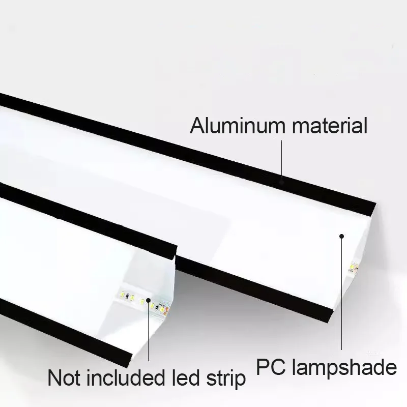 Luz LED de esquina superior de 1M, perfil de aluminio para interior del hogar, moldeado de techo de haz oblicuo de 45 ° para iluminación de barra de tira Led