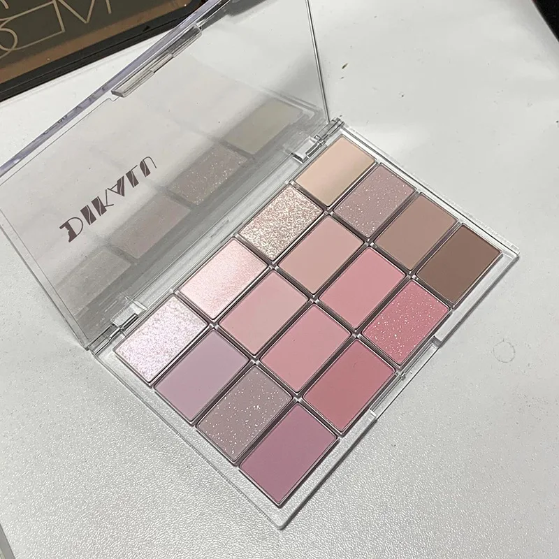 ヌードトーンアイシャドウパレット-16色-ココナッツブラウン-グレー-ピンク-アースカラー-マット-シマー-ノンパフィー-アジア人の目元に合う