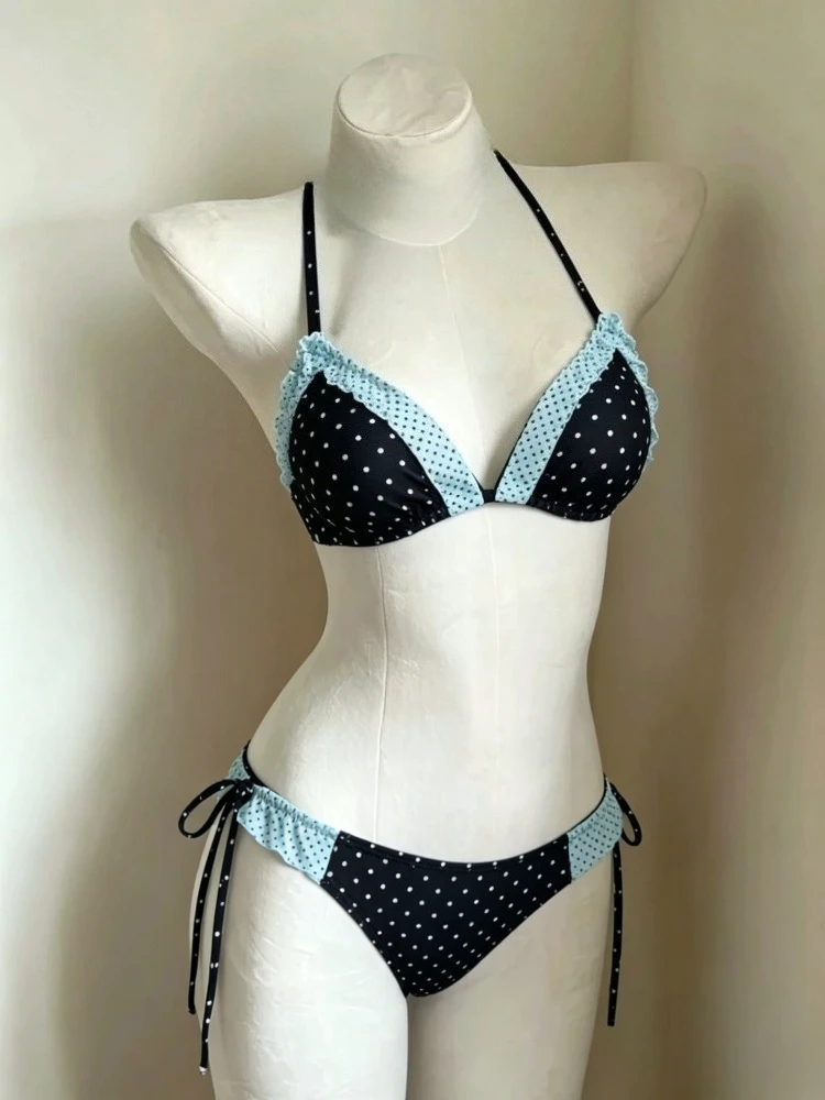 2026 Swimwear Beach Style Bikinis Beachwear Bathing Suit Sexy Lace-up Splicing Vintage Y2k Bikini Sets Holidays Swimsuit Women - Image 4