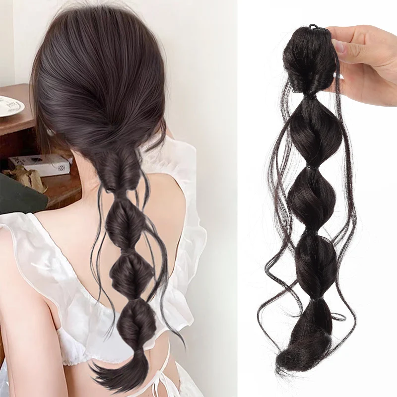 

Парик-коса с эффектом пузырьковой косы, имитация натуральных волос, заколка-коса, длинная коса-парик в стиле «жареные палочки»