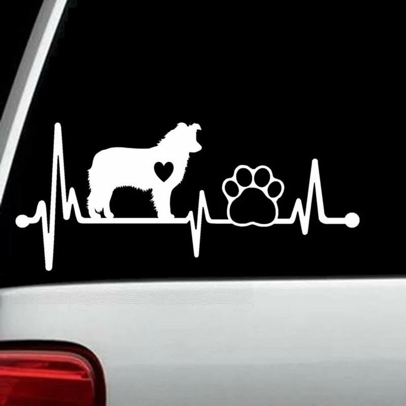 Creative Border Collie Heartbeat Lifeline Paw Car Sticker Auto Window Body Vinyl Decal Motorcycle Sticker Car Accessories