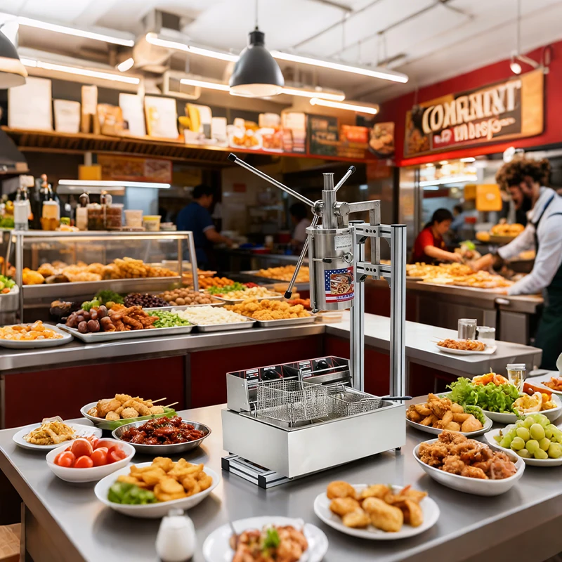 آلة صانع كروس التجارية 5L لـ Churros الإسبانية الكعك التلقائي الطارد خزان الزيت العجين المقلي المعجنات وجبة خفيفة مقهى متجر