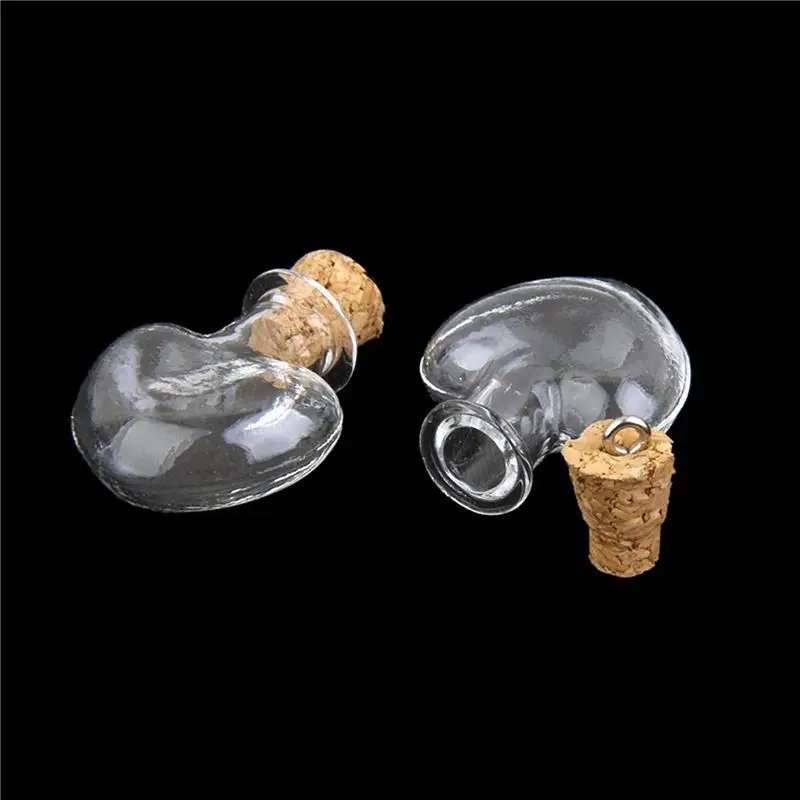 ABUL-40Pcs Glass Cork Bottle Glasses Ampoules Wool Bottle Pendants Heart Form