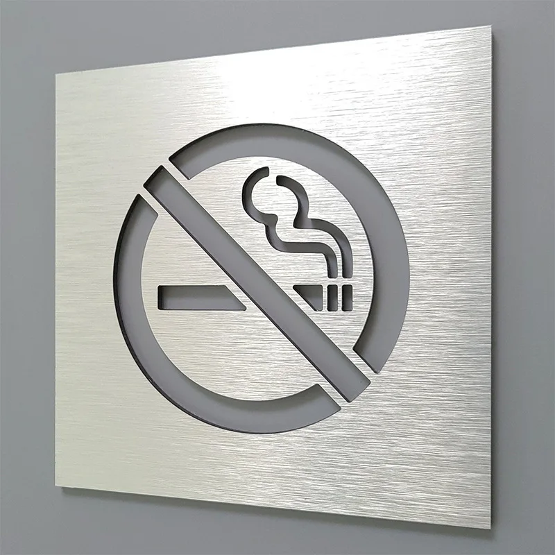 No Smoking Logo No Smoking Stainless Steel Signage Warning Sign Public Shope Signage Office Buildings Warm Reminder Sign