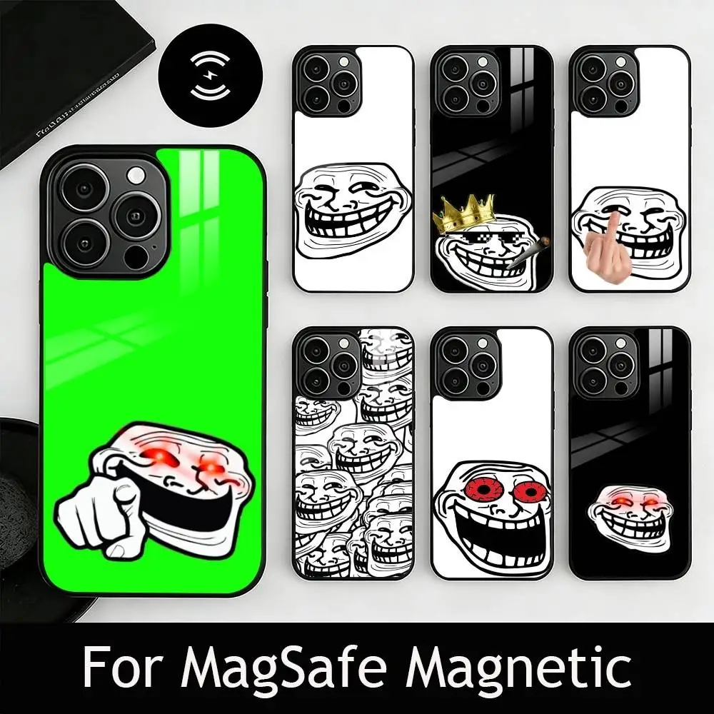 

Crazy Meme Trollface Design Phone Case For iPhone17,16,15,14,13,12,11 Plus,Pro Magnetic For Magsafe Wireless Charging