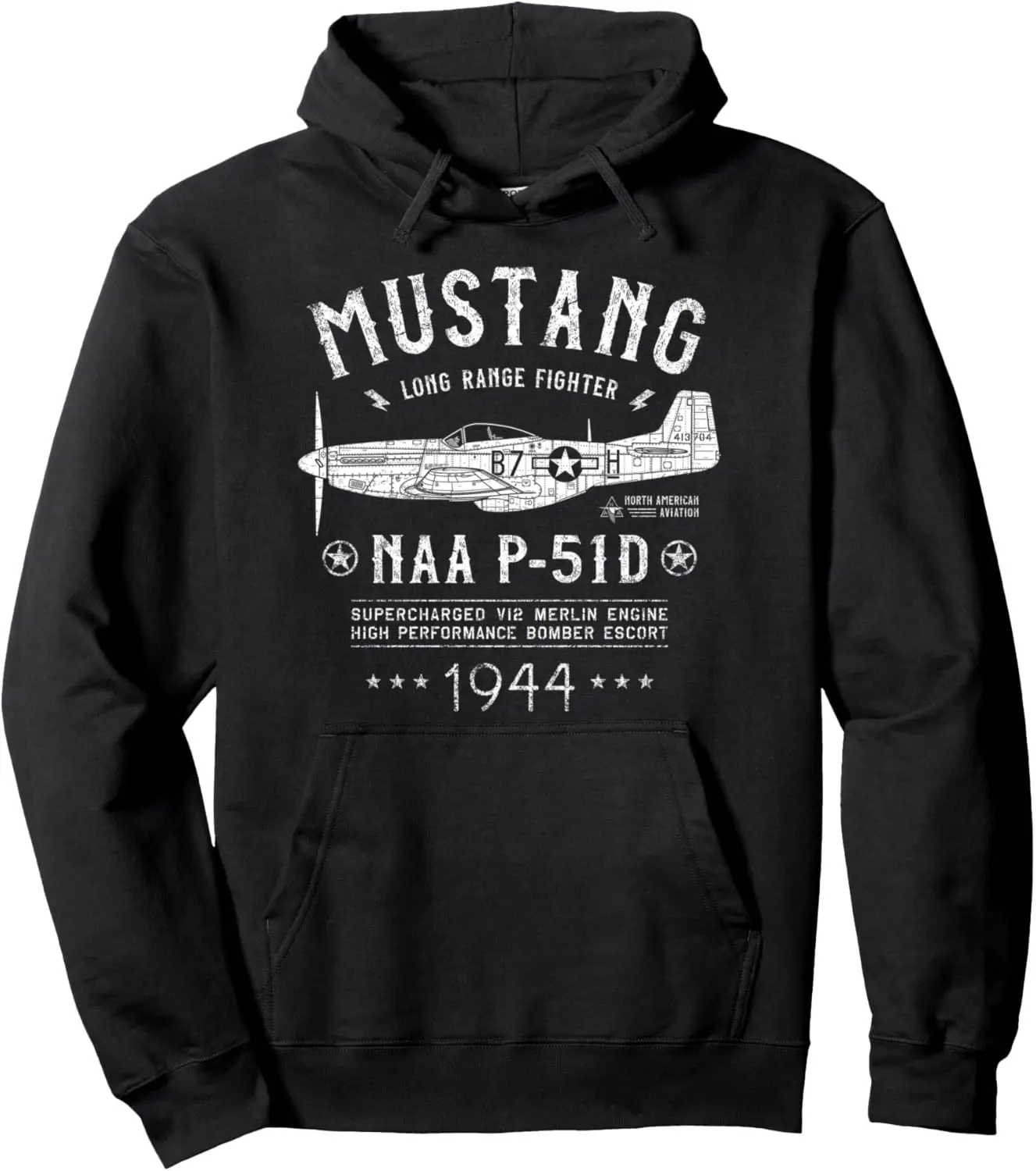 

P-51 Mustang | North American Aviation WW2 P51 Fighter Plane Pullover Hoodie