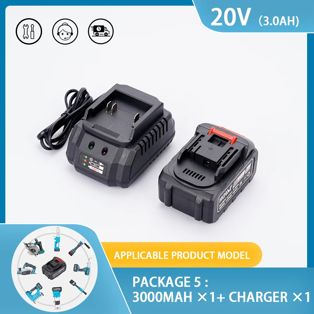 Rechargeable Lithium Battery Series 20V Charger For Cordless Drill/Saw/Screwdriver/Wrench/Angle Grinder Brushless Power Tool