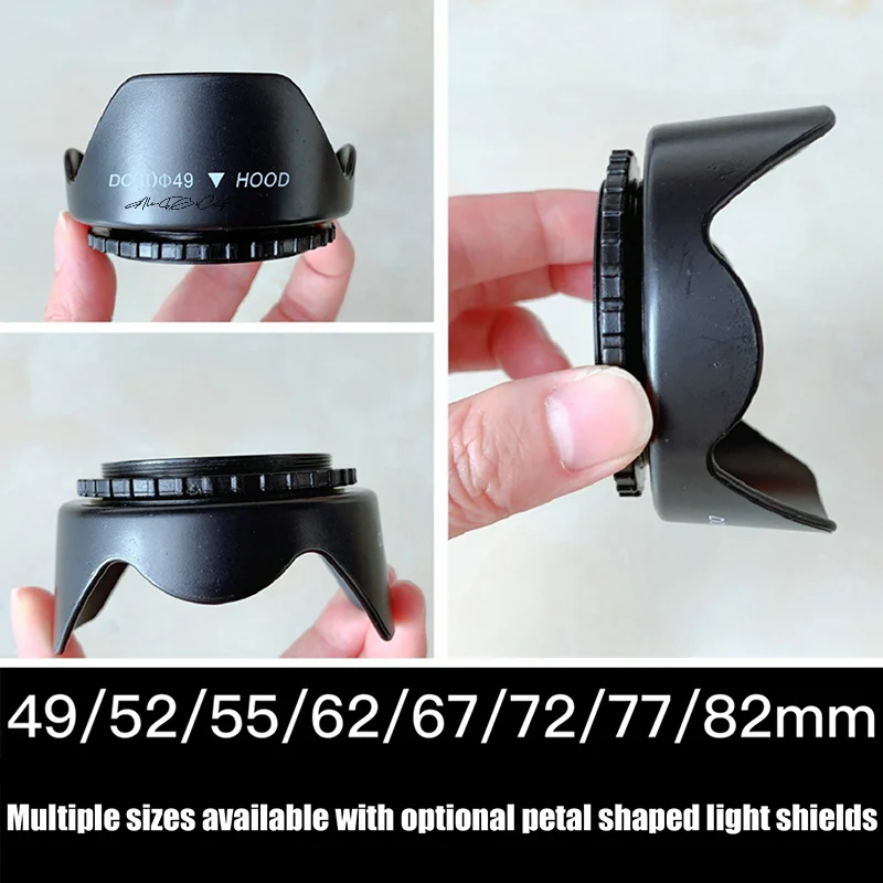 1 peça para nikon dslr slr câmera lente protetor sombra lente da câmera capa 49/52/55/58/62/67/72/77/82mm