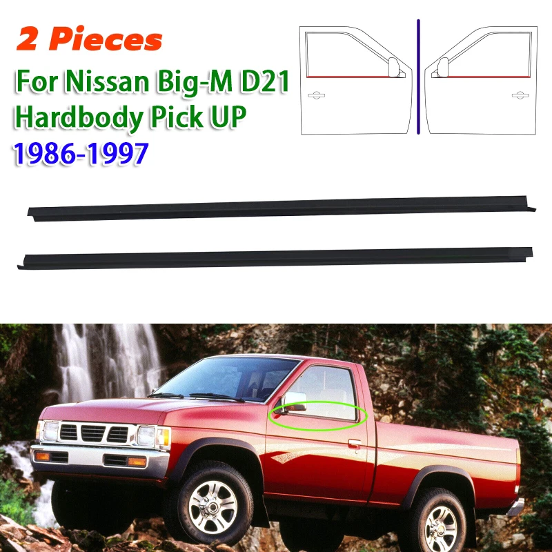 2PCS Car Window Glass Window Seal Moulding Trim for Nissan Big-M D21 Hardbody Pick UP 1986-1997