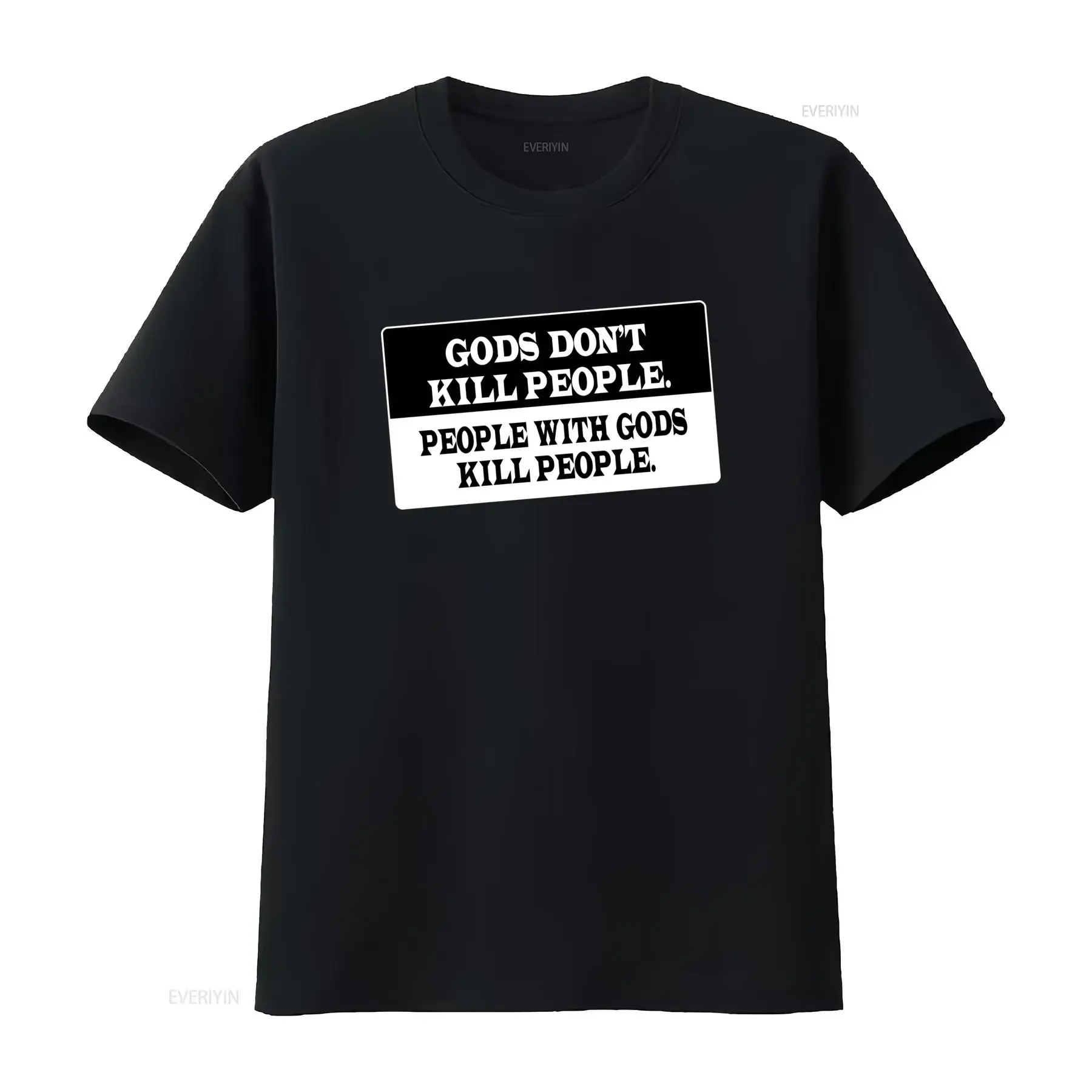 Gods Don't Kill People Atheist T Shirt Anti Religion Science Evolution Statement vintage Washed Stylish Casual homme