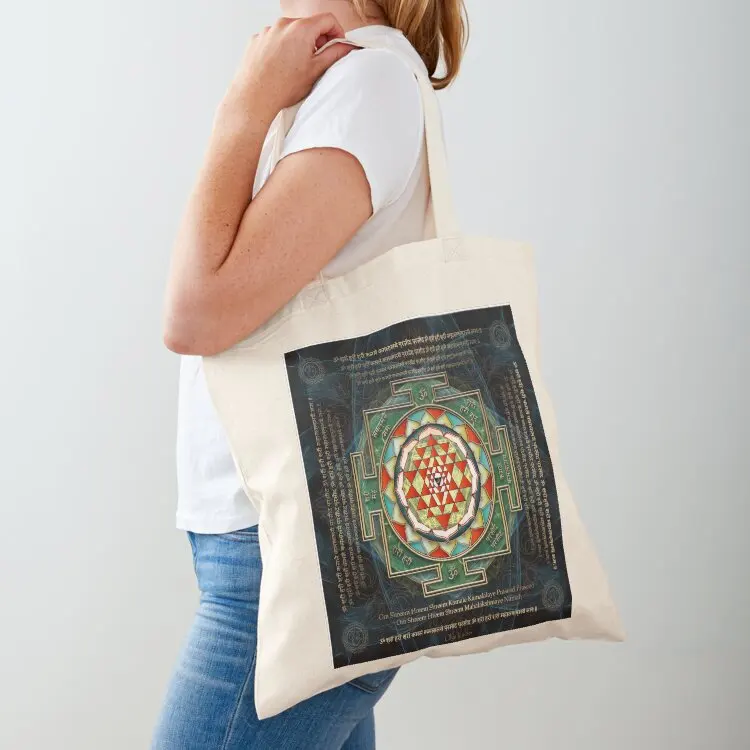 Maha Lakshmi (Laxmi) Mantra & Shri Yantra - Wealth Giving Tote Bag women bag Canvas Canvas shoulder bag canvas bags