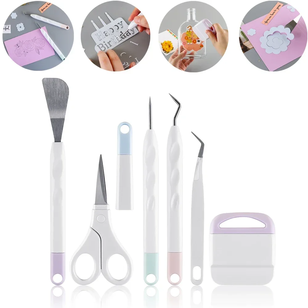 DIY 6pcs/set Craft Vinyl Weeding Tools Set Scrapbook Silhouette Relief Carving Tool Kit For Cricut Maker Silhouettes Hand Tools