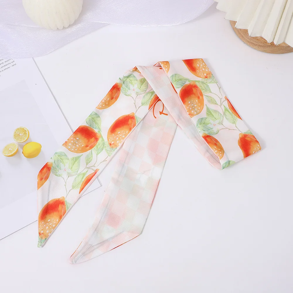 

Fresh Fruit Mini Scarf Slim Hair Band Cute Printed Hair Accessory Versatile Ribbon Headpiece for Girls