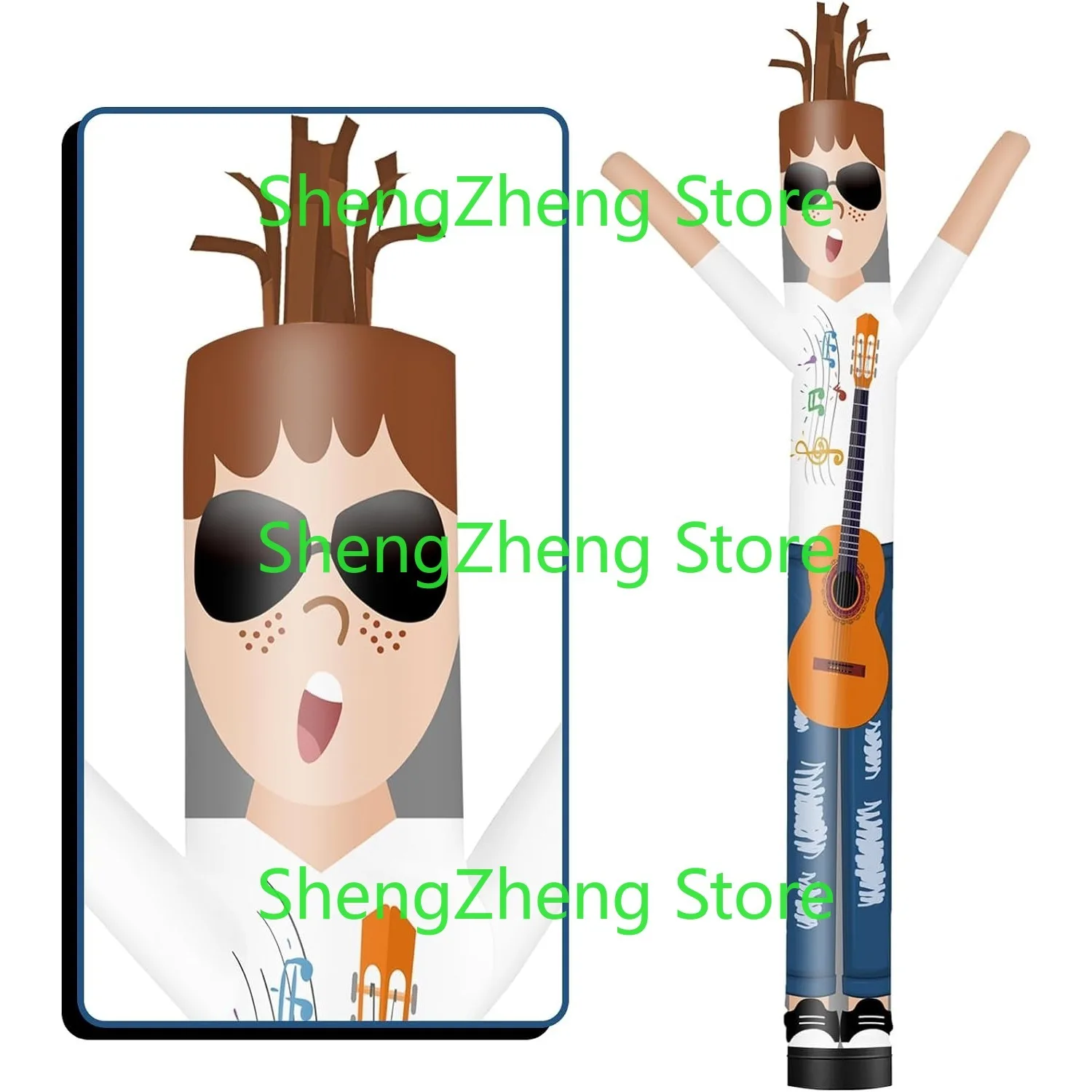 1Pcs 20FT Tall Guitarist Inflatable Tube Man (18''Diameter) Wacky Wavy Dancing Guy for Outdoor Decoration (Blower Not Included)