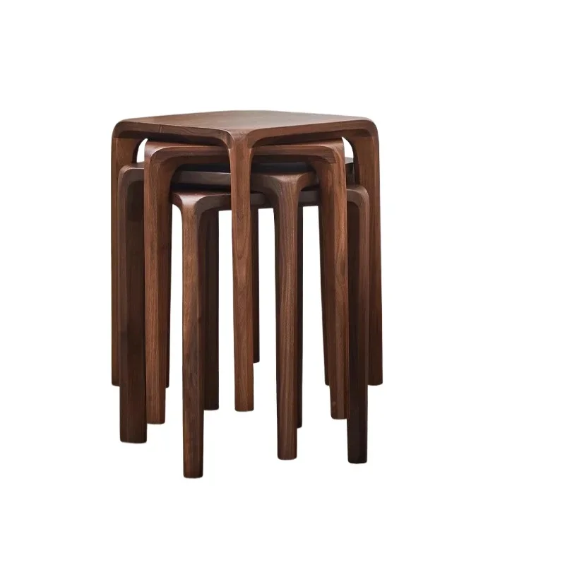 

Black walnut square stool, solid wood household small dining stool, full tenon and mortise stool