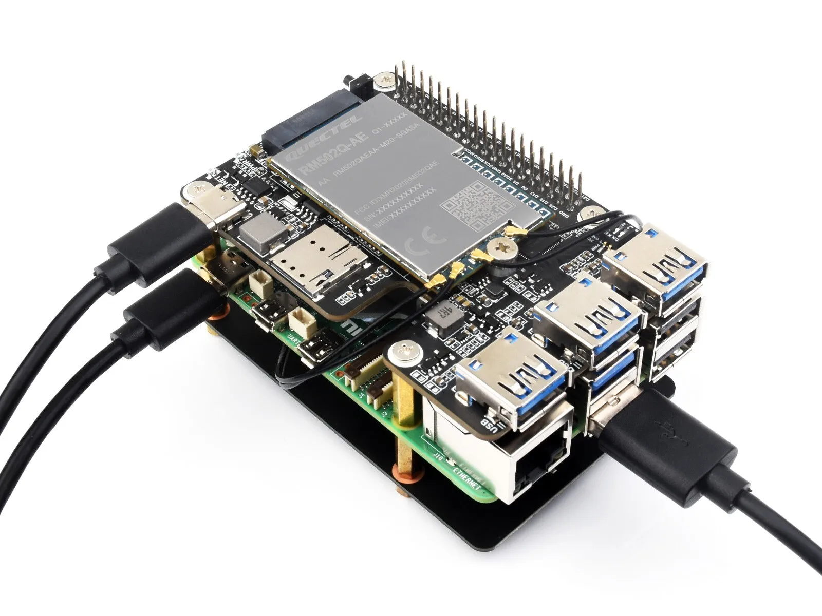 For  PCIe to M.2 4G/5G And USB 3.2 HAT for Raspberry Pi 5 Compatible SIMCom