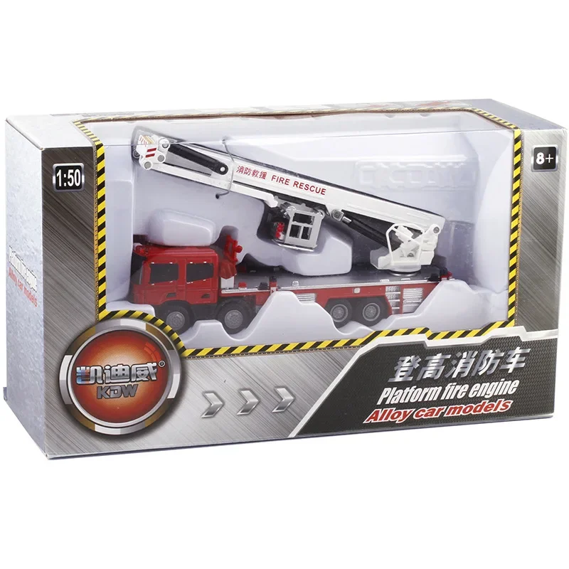 New 40cm Simulation 1:50 Alloy stretchable ladder fire truck platform fire engine model 360 Degrees rotation rescue car toy gift