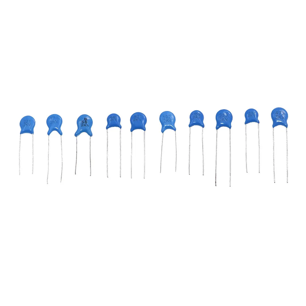 100pcs 10Value 2KV high voltage Ceramic-dielectric Capacitor Assortment Kit Box 221 471 561 681 821 102 152 222 332 472