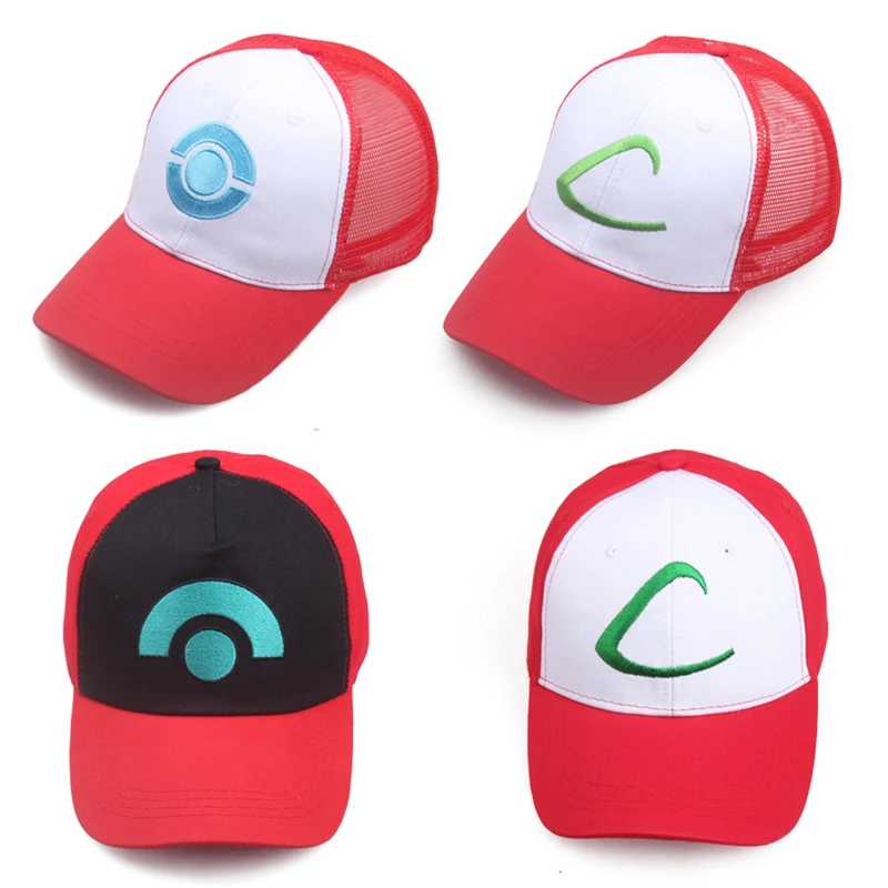 Anime Pokemon Hat Pocket Monster Figure Ash Ketchum Cosplay Series Cartoon Hats Adjustable Child Baseball Cap Mesh Hats