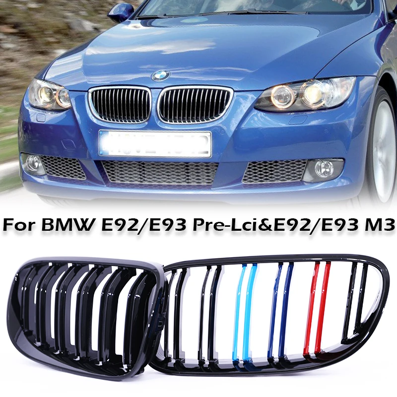 Chrome Carbon M Color Kidney Grille Racing ABS Grills For BMW 3 Series E92 E93 Pre-LCI&E92 E93 M3 Gloss Matte Black M Color 320