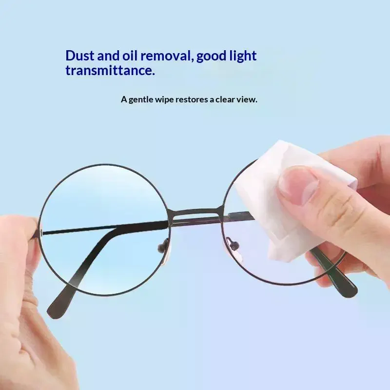 Glasses Cleaning Lens Wipes Sunglasses Mobile Phone Screen Wipes Pre-Moistened Individually Wrapped No Scratches Stripes 100pcs