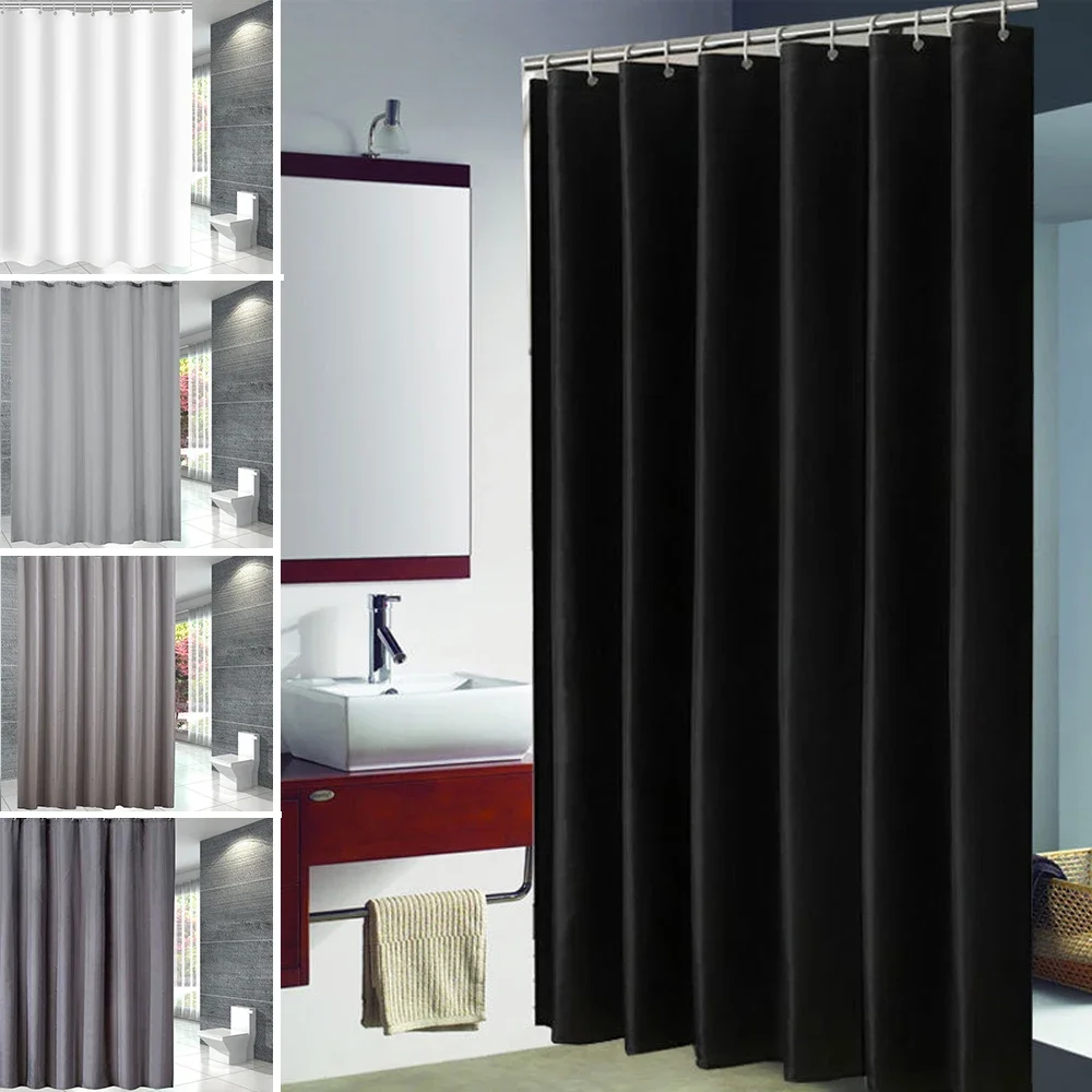 1PC Gray Shower Curtain Fabric Bathroom Solid Color Waterproof Thickening Bath Curtain Door Curtains Machine Washable cortina