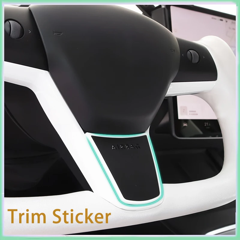 

For Tesla Model 3 Y 2023 2022 2021 PVC Car Steering Wheel Panel Cover Trim Sticker Frame Decorative Sheet Interior Accessories
