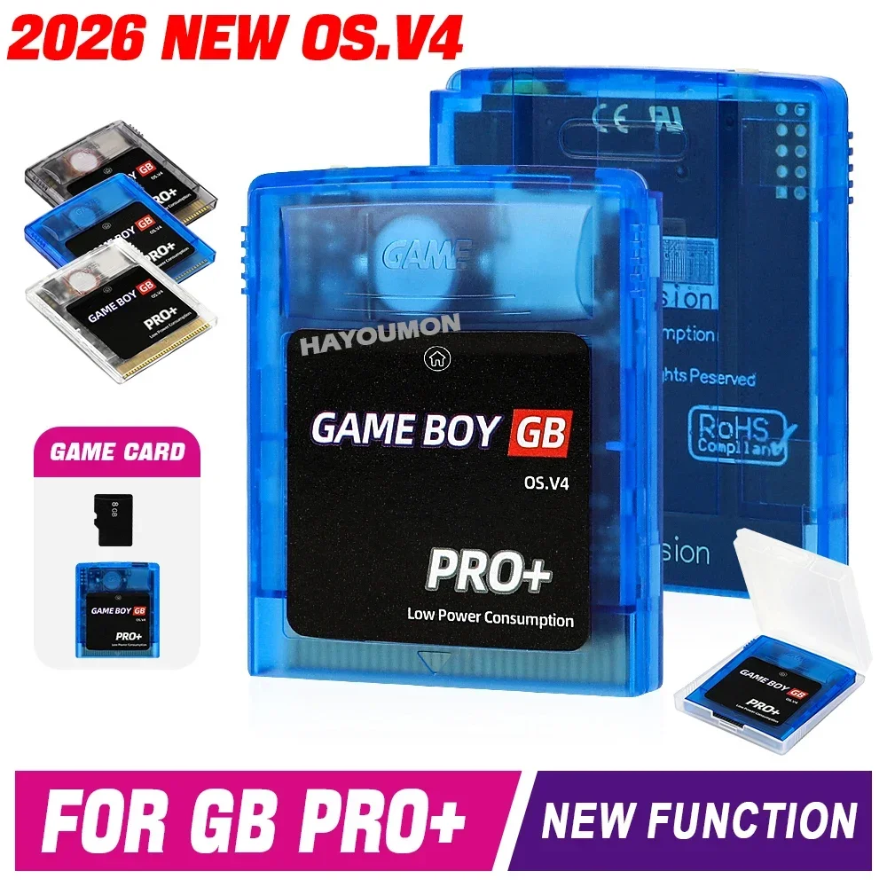 2026 For GB PRO+ Game Card For Gameboy Card OS.V4 2000 in 1 With 8GB TF Card Game Card For GB/GBC/GBA Game Console