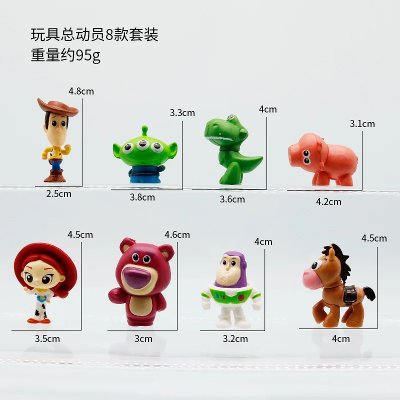 8 szt. Figurki Anime Toy Story PVC Lalka Kreskówka Śliczny Woody ‌   Zabawki Jessie Buzz Lightyear, truskawkowy miś, śmieszny ciasteczkowy figurka, lalka