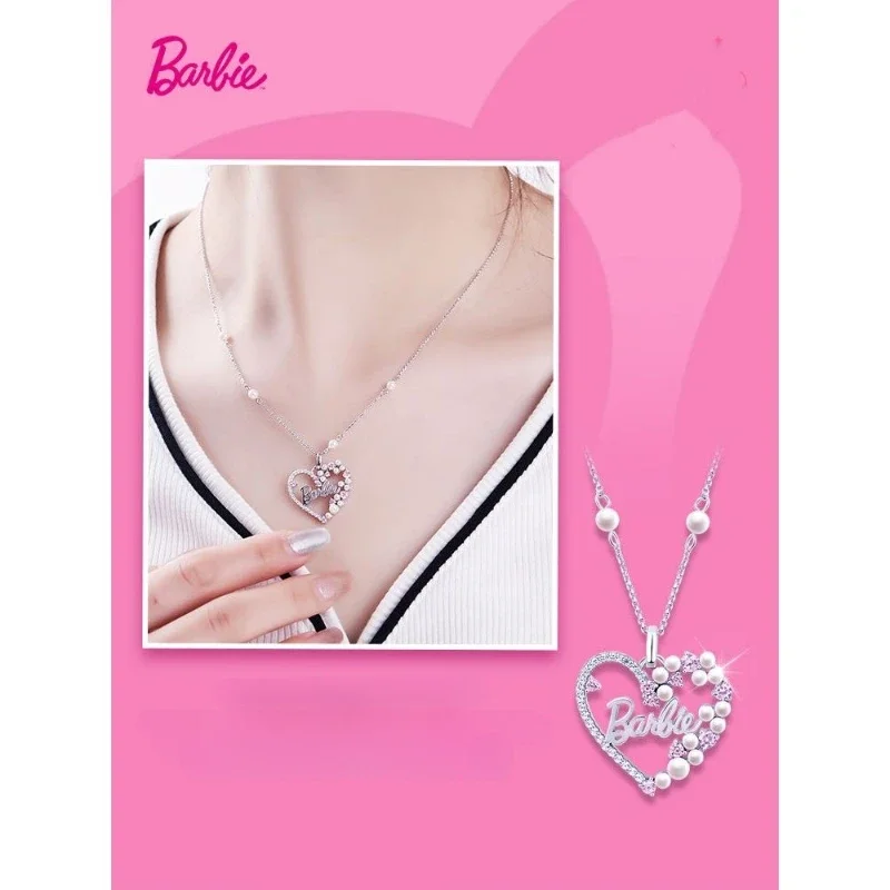 

Barbie Fantasy Love Pearl Necklace Broken Diamond Zircon Collar Chain Barbie Earring Stu Versatile Girl Neckchain Accessory Gift