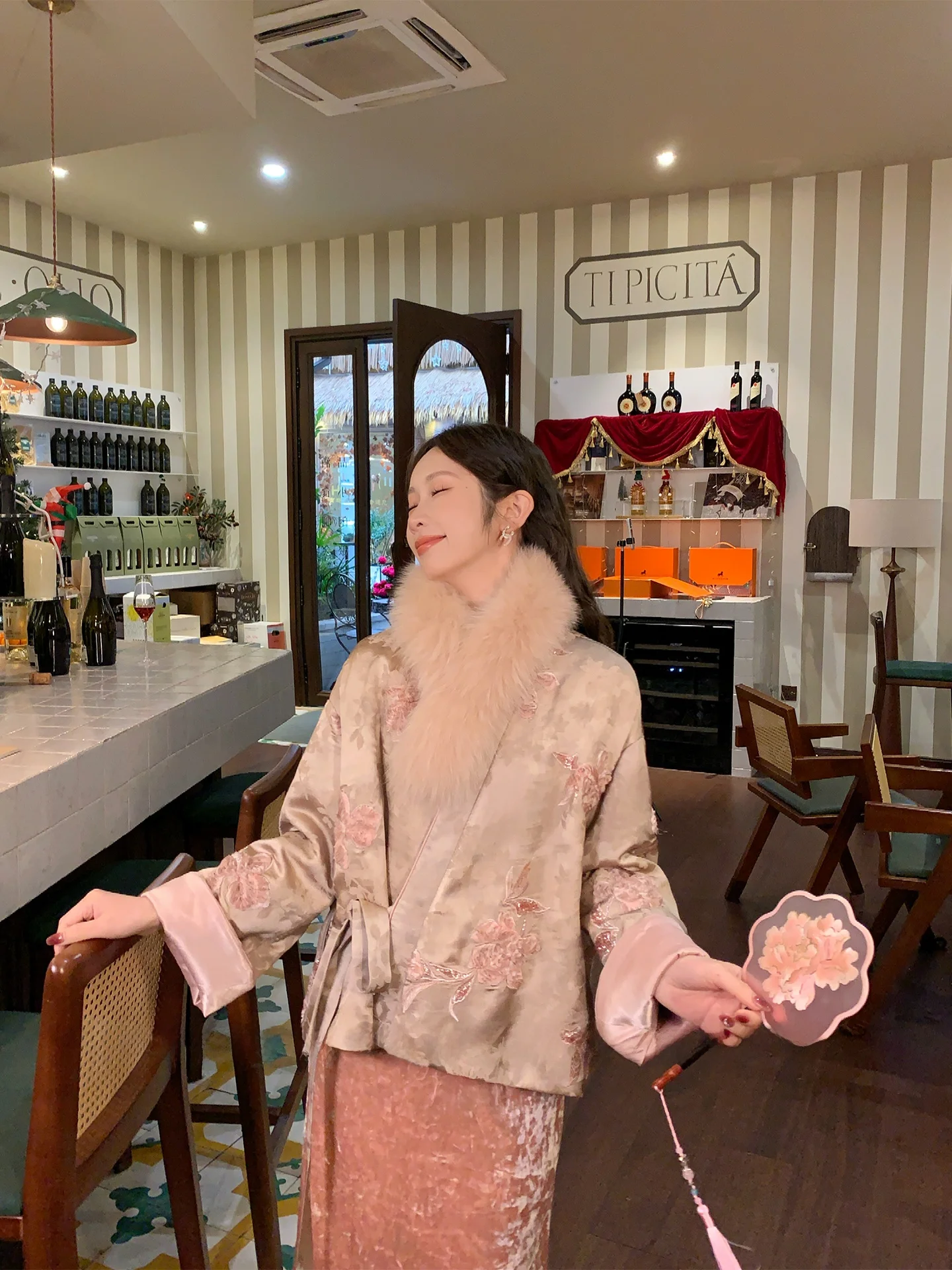 

Tang Flower Snow Loose Women's Cotton Jaet Pink 3D Embroidery New Chinese Sle Faionable Long Sve Casual Coat