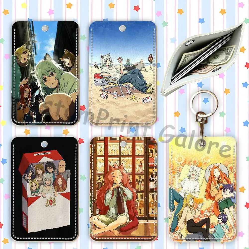 C-Chainsmoker C-Cat Leather Card Holder Pouch Keychain Coin Purse Rectangle ID Card Case Textured Pattern