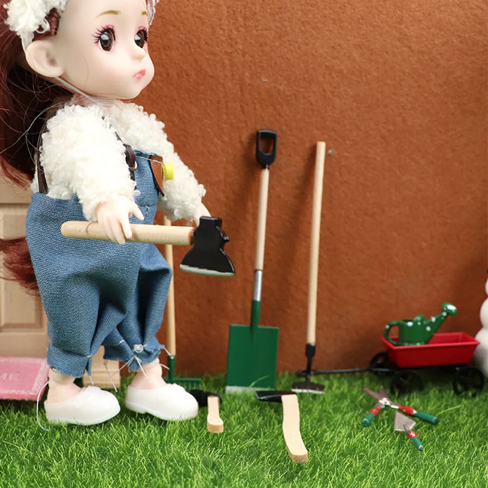 

1Set Mini Dollhouse Garden Tools Handmade Exquisite Miniature Farming Tools for DIY Micro Landscape Decoration