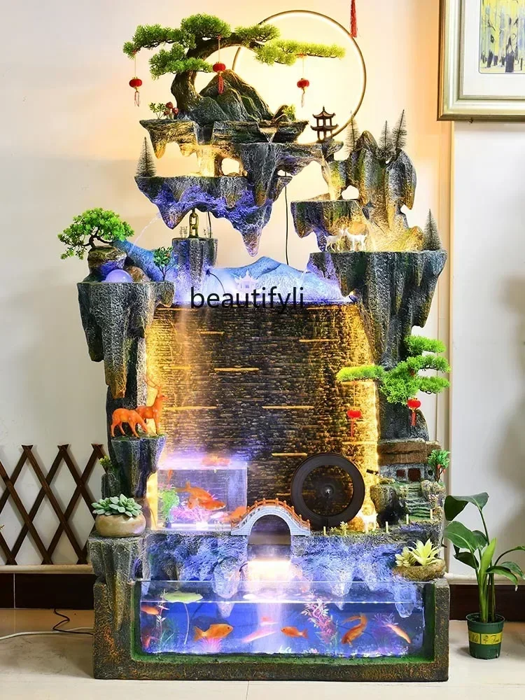 lt Large rockery flowing water fountain ornament home entrance fish tank circulating water decoration office landscape