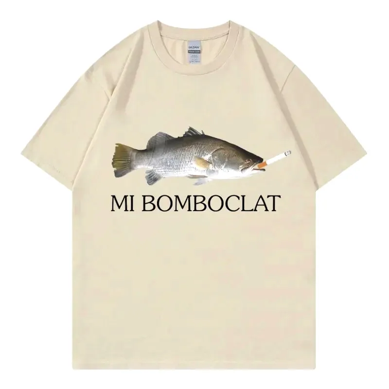 Funny Bomboclat T-Shirt - Summer Funny and Funny Smoking Fish Short-Sleeved T-Shirt for Men and Women Kids