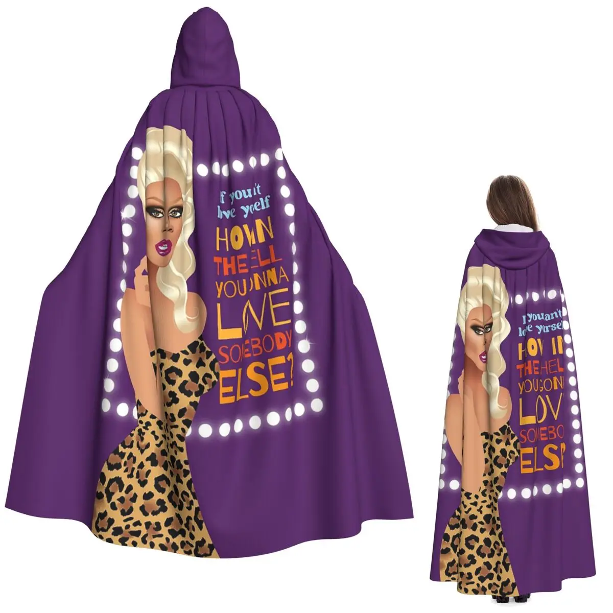 

Drag Queen Royalty RuPaul's Drag Race Rupaul RPDR Long Hooded Cloak Witch Medieval Costume Cosplay Cape HalloweenParty