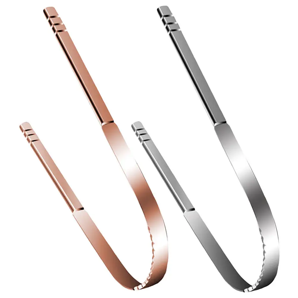 

2 шт. Скребок для языка из нержавеющей стали, профессиональный инструмент для ухода за полостью рта, глубокая чистка, очиститель для языка, освежитель дыхания, для домашнего использования