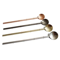 4PCS Stainless Steel Bamboo Shape Spoon Straws , Drinking Straws Drinking Metal Straws