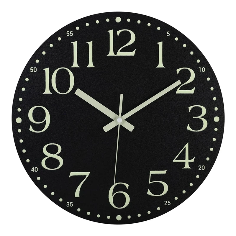 Luminous Wall Cloc,12 Inch Silent Non-Ticking Battery Operated Clock, Lighted Wall Clock Decoration For Bedroom