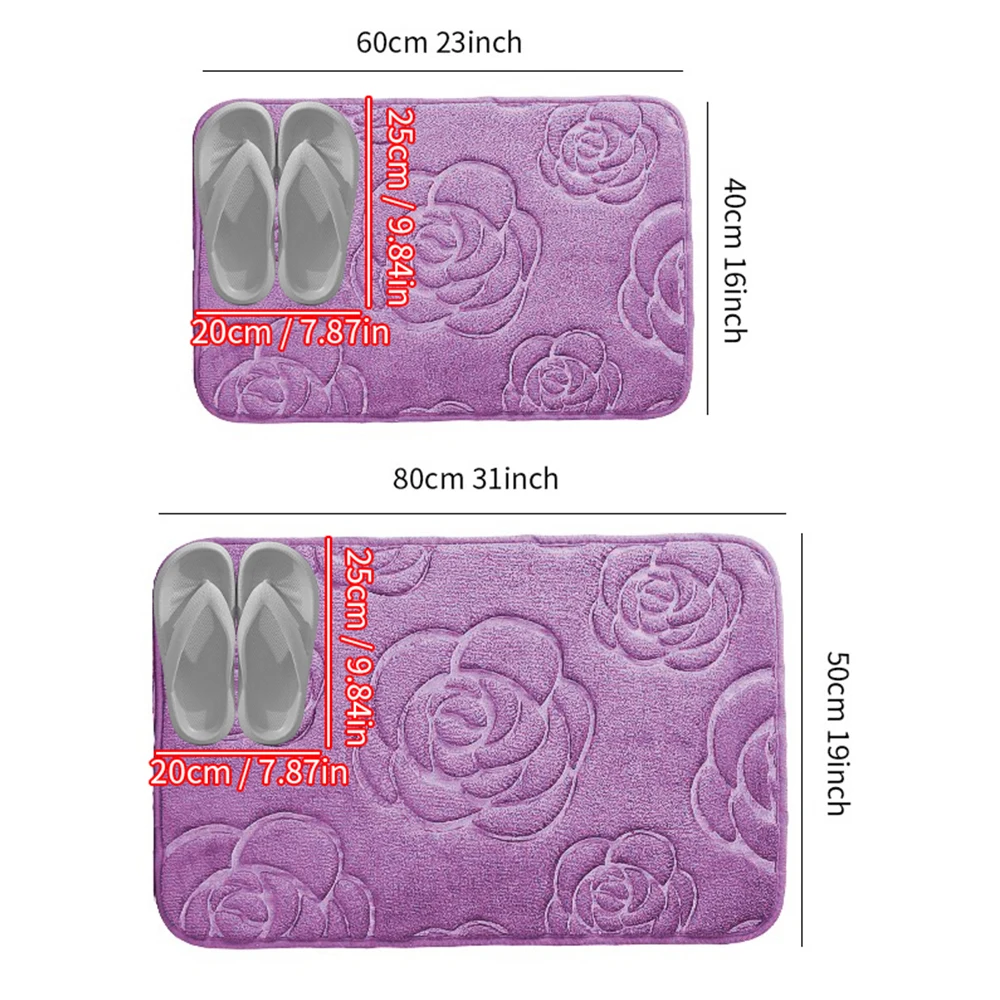 Bathroom Rugs Rose Flowers  Non-Slip Bath Rugs Machine Wash Dries Quickly-Ultra Soft Bath Mats for Bedroom kitchen