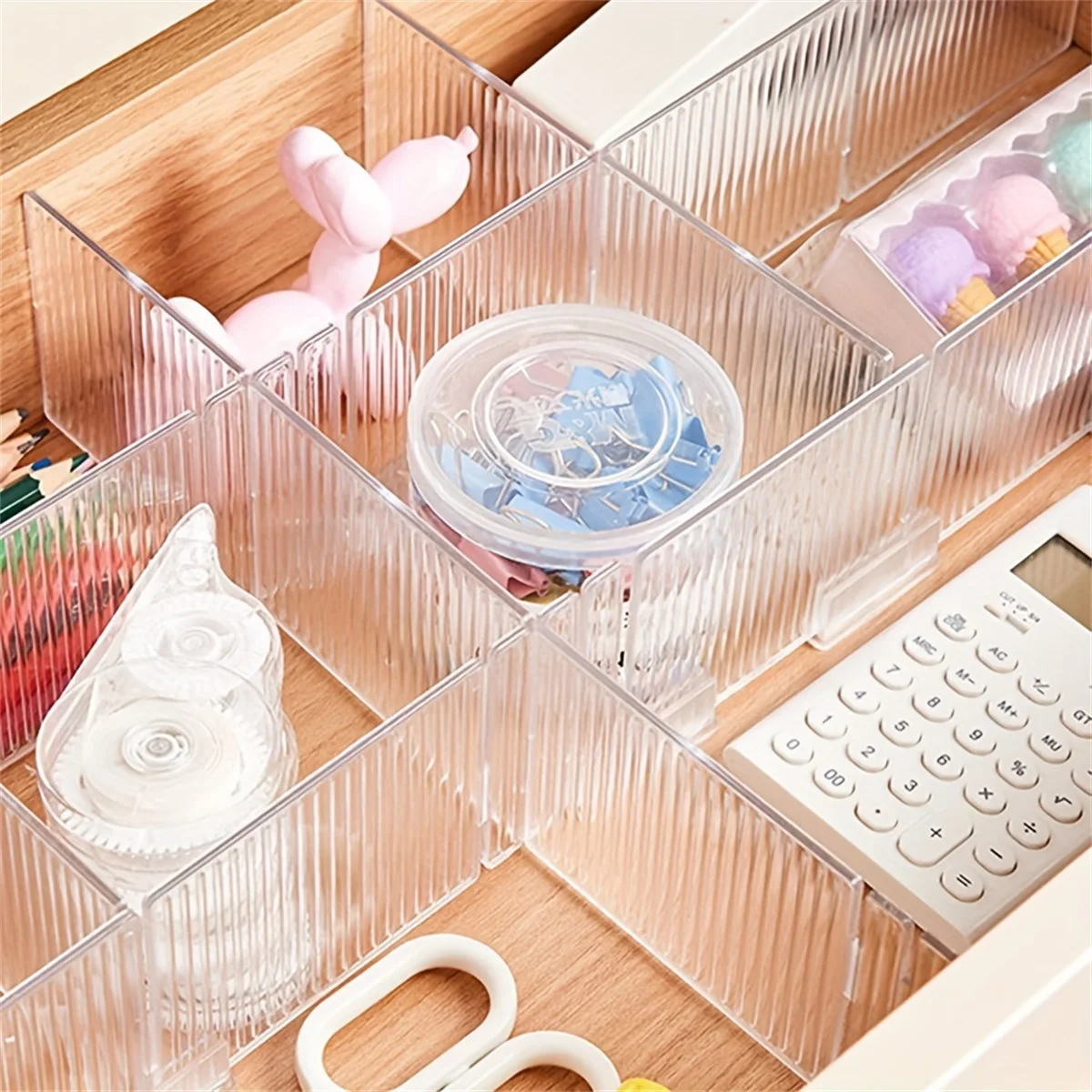 4pcs Plastic Transparent Drawer Divider, Cuttable & Freely Combination Partition Board, Underwear Socks Storage & Organization