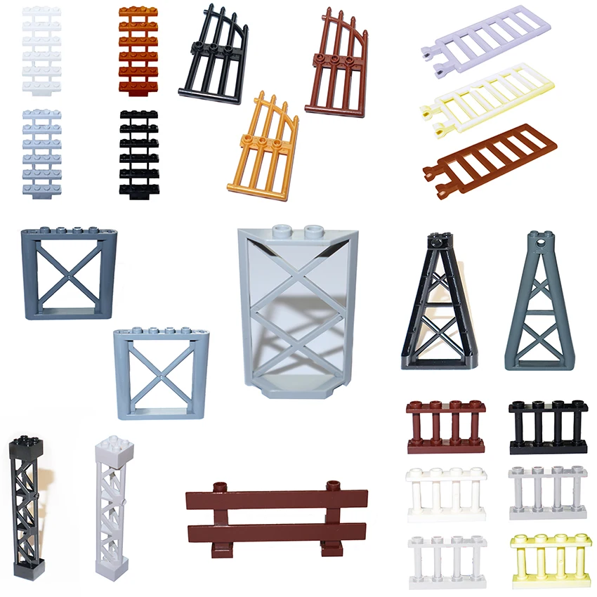 City Accessories Building Block MOC Part Fence Railing Stair Barrier Ladder Guard Bar Castle Garden Farm Assemble Brick 19121