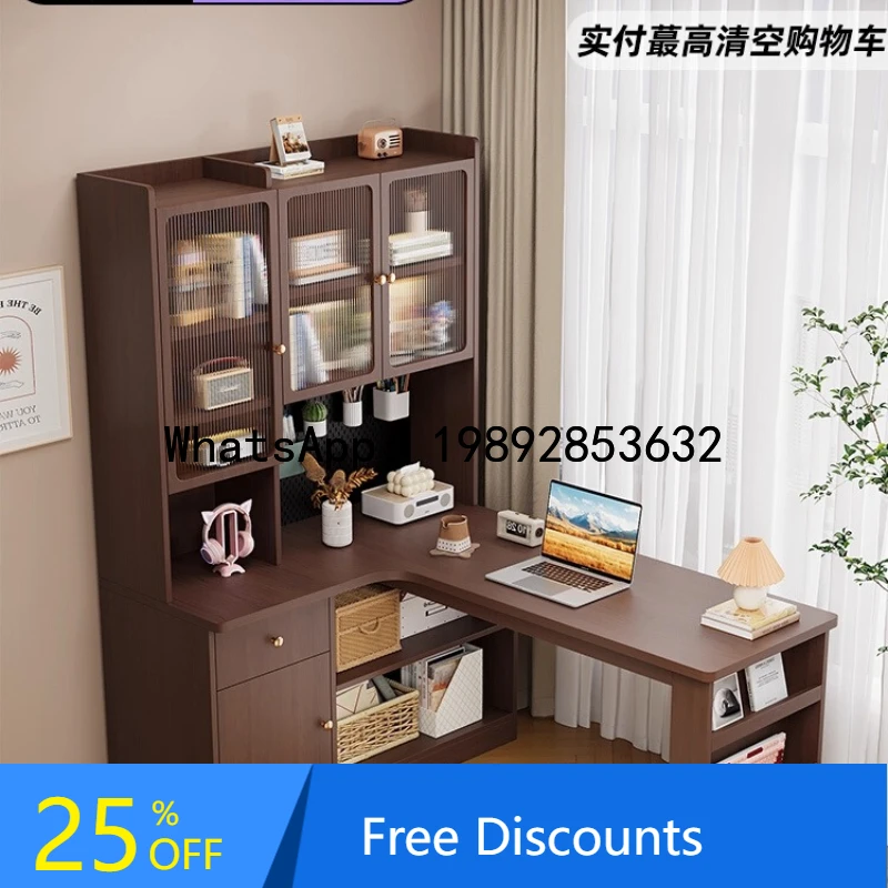 

XL Corner Desk with Bookshelf Integrated Computer Desk for Home Bedroom Study Desk with Bookcase