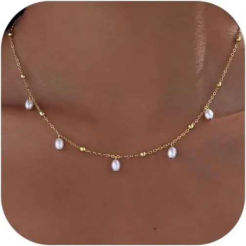 

Trendy Gold Plated Pearl Pendant Necklace for Women Valentines Wedding Birthday Gift