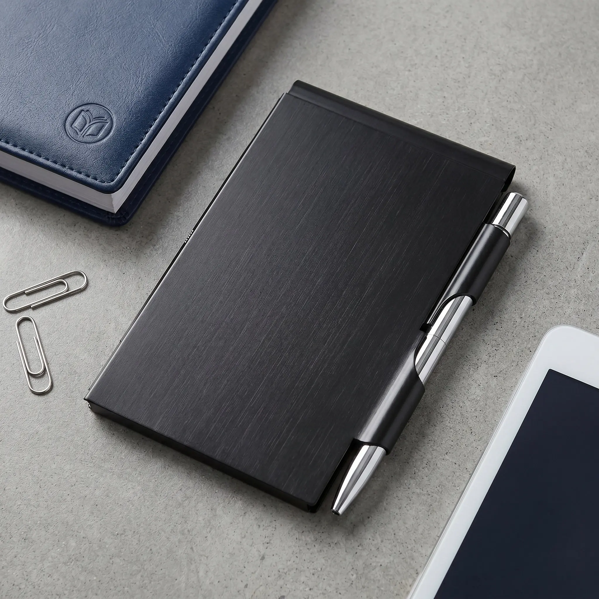 Metal Shell Mini Pocket Notebook with Pen Compact Small Notepad for Office School Supplies Students Teachers to Do List Memo