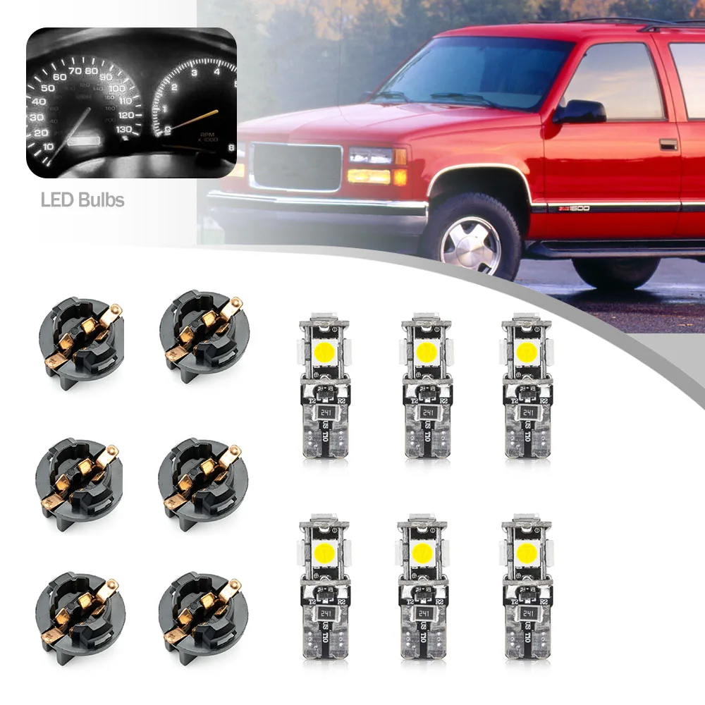 12Pcs For GMC Sierra Yukon C1500 K2500 Led Car Tach Gas Speedo Instrument Cluster Dashboard Backlight Bulbs with Sockets