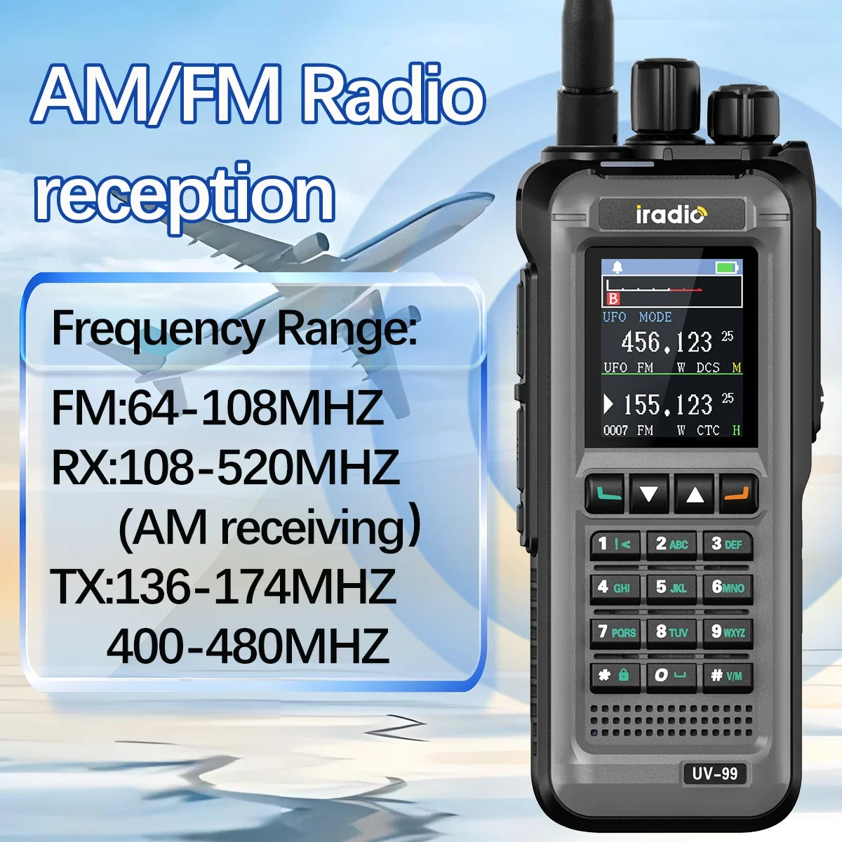 Iradio UV-99 20W Air Band Walkie Talkie Mutli Band High Power FM NOAA 1024CH Wireless Copy Frequency Long Range Type-C Ham Radio