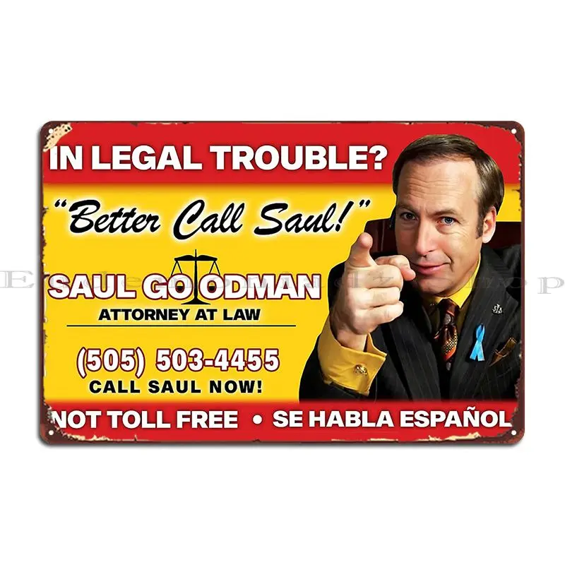 Better Call Saul Babyalligator Metal Signs Club Wall Mural Wall Cave Vintage Design Tin Sign Poster