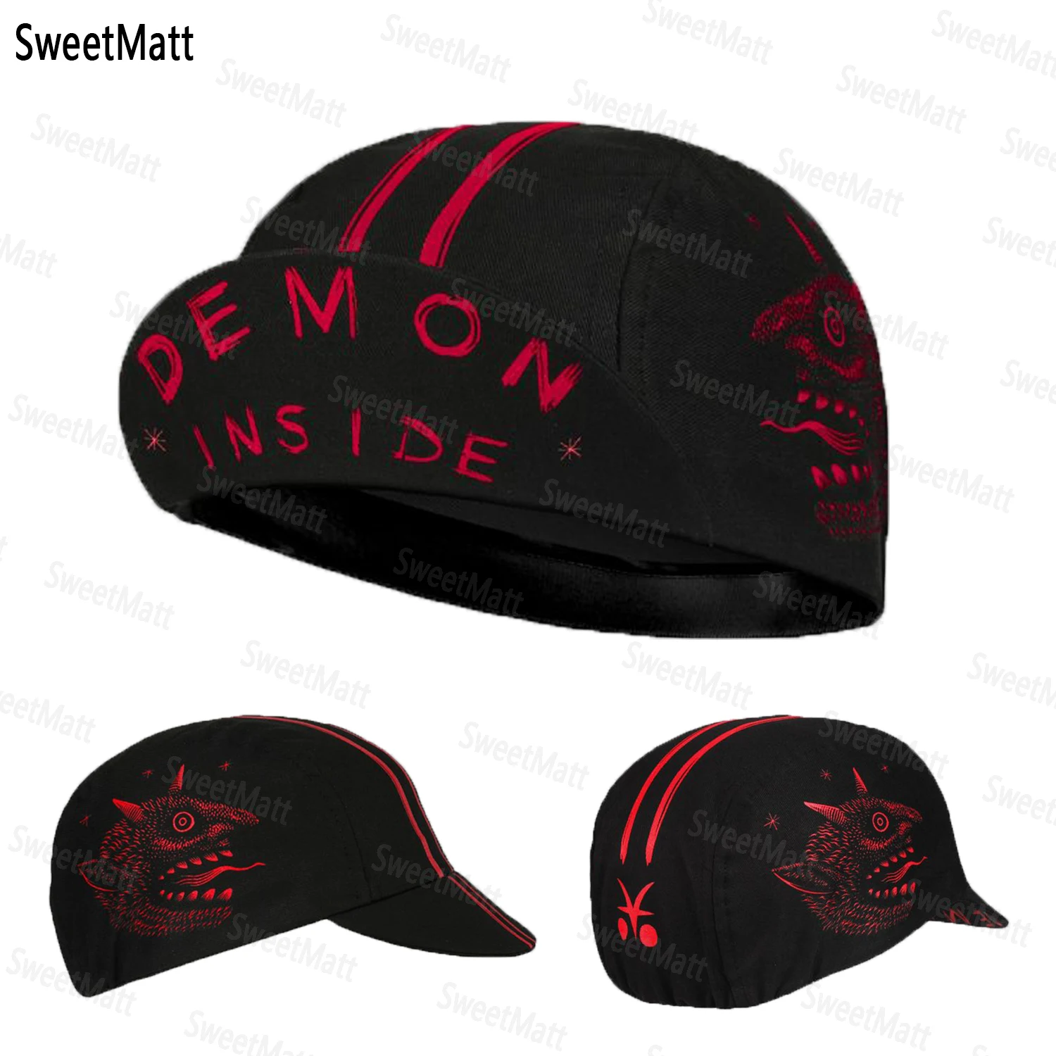 SweetMatt Classic Retro Black Series Polyester Fahrrad-Herrenkappen, Sommer, atmungsaktiv, schnell trocknend, Fahrradhut, Radfahren, Sport, Sturmhaube – Detail 15