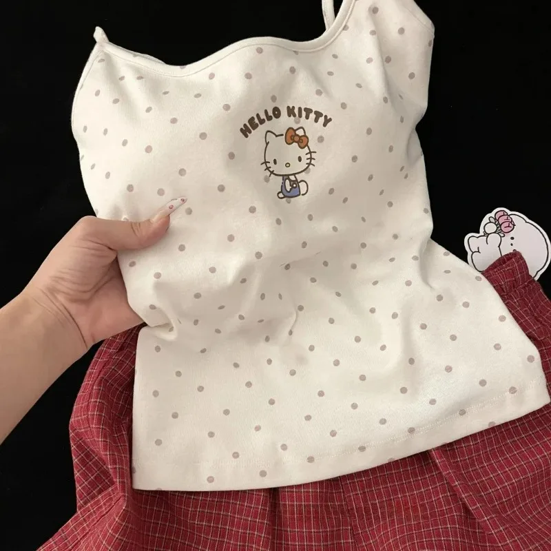 

Sanrio Pajamas Set Hello Kitty Anime Character Accessory Cartoon Suspender with Chest Pad and Shorts Kawaii Girl Summer Homewear